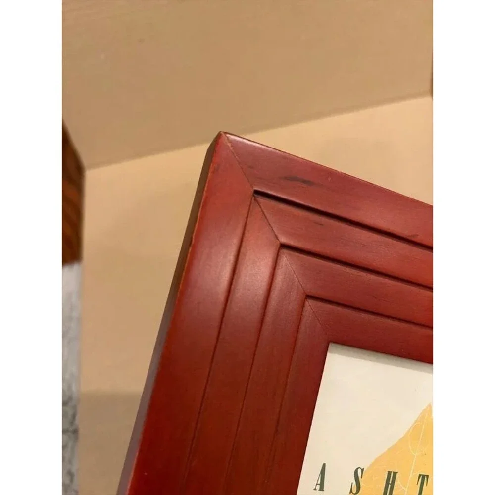 Vintage Ashton Hayes Red Picture Frame 4x6 Rustic Farmhouse Wood Photo Display